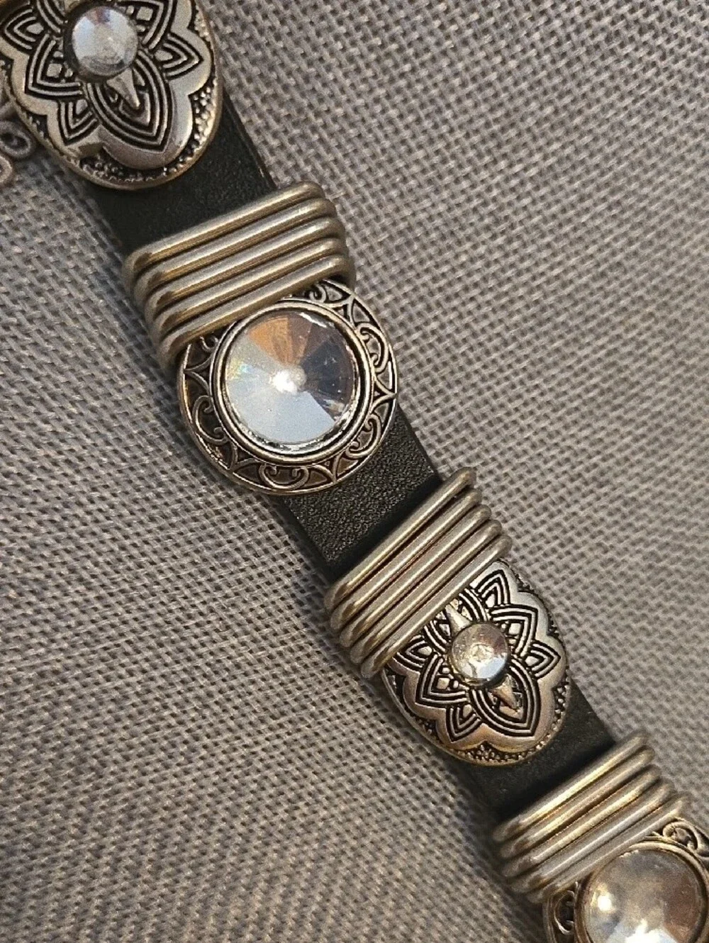 Vintage Southwestern-style black leather concho belt